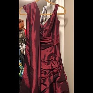 Off shoulder dress wine colour taffeta dress